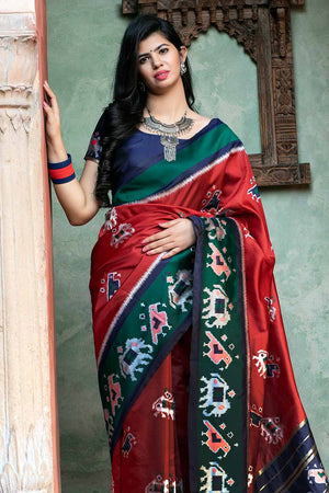 Crimson Red Banarasi Patola Saree