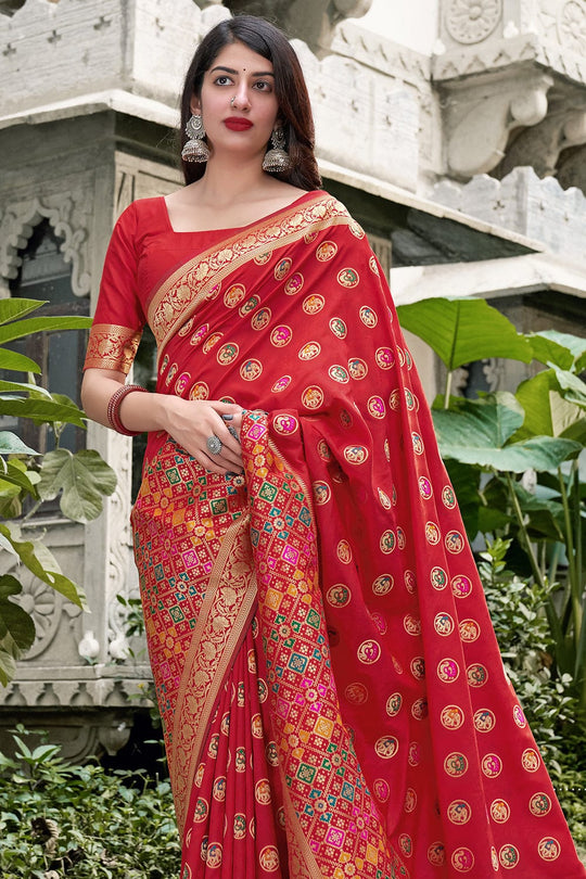 Crimson Red Banarasi Patola Saree patola saree