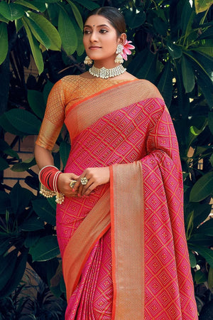 Hot Pink Banarasi - Patola Saree