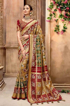 Metallic Gold Banarasi Patola Saree