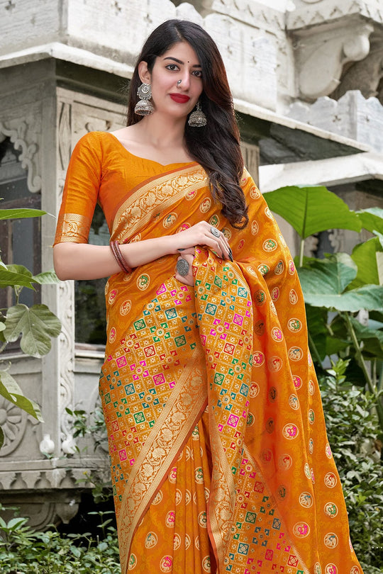 Mustard Yellow Banarasi Patola Saree banarasi silk saree