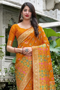 Mustard Yellow Banarasi Patola Saree patola saree
