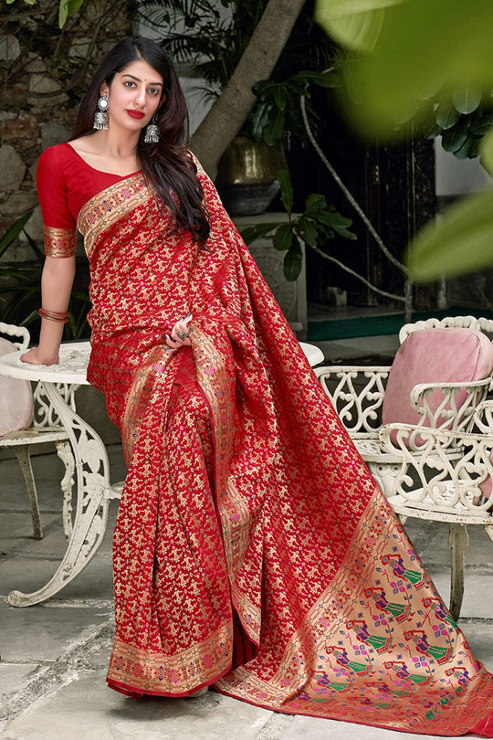 Rose Red Banarasi Patola Saree patola saree