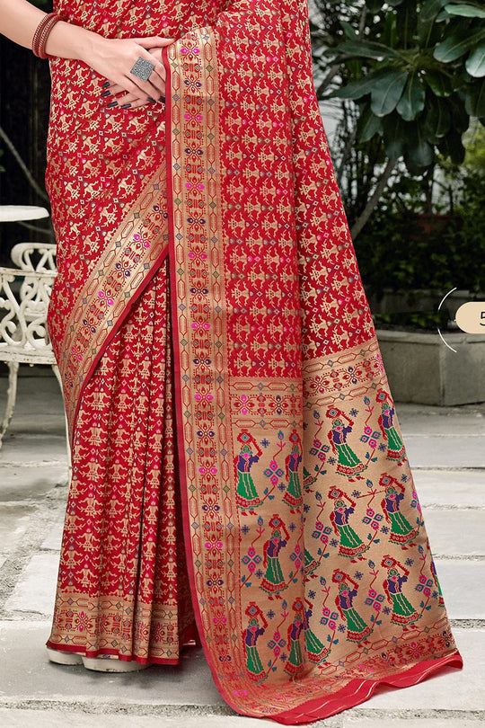Rose Red Banarasi Patola Saree patola silk saree