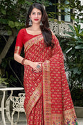 Rose Red Banarasi Patola Saree banarasi silk saree