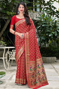 Rose Red Banarasi Patola Saree red banarasi saree