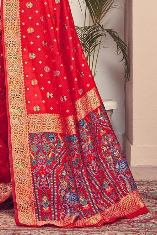 Scarlet Red Banarasi Patola Saree Banarasi - Patola Saree Scarlet Red Banarasi - Patola Saree saree online