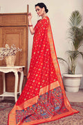 Scarlet Red Banarasi Patola Saree Banarasi - Patola Saree Scarlet Red Banarasi - Patola Saree saree online