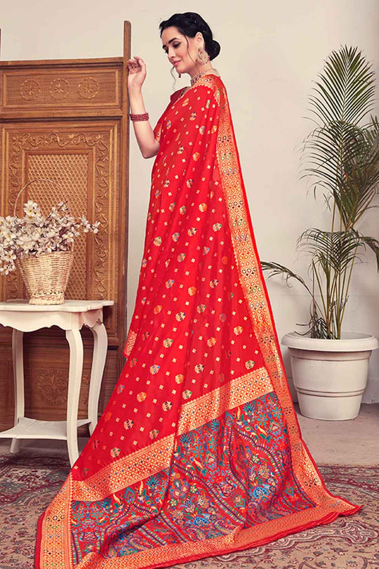 Scarlet Red Banarasi Patola Saree Banarasi - Patola Saree Scarlet Red Banarasi - Patola Saree saree online