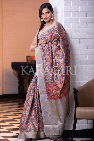 Steel Grey Banarasi Patola Saree