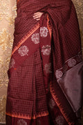 Garnet Red Banarasi Raw Silk Saree Garnet Red Banarasi Raw Silk Saree