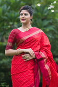 Imperial Red Banaras Raw Silk Saree silk saree