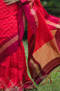 Imperial Red Banaras Raw Silk Saree silk sarees
