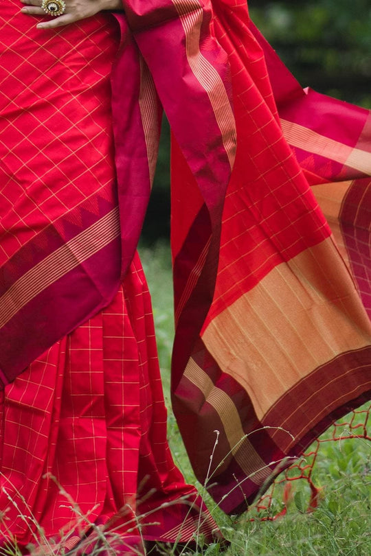 Imperial Red Banaras Raw Silk Saree silk sarees