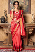 Imperial Red Banarasi Raw Silk Saree Imperial Red Banarasi Raw Silk Saree