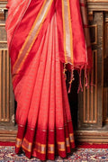 Imperial Red Banarasi Raw Silk Saree Imperial Red Banarasi Raw Silk Saree