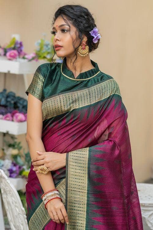 Jam Purple Banarasi Raw Silk Saree Jam Purple Banarasi Raw Silk Saree