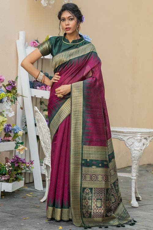 Jam Purple Banarasi Raw Silk Saree Jam Purple Banarasi Raw Silk Saree