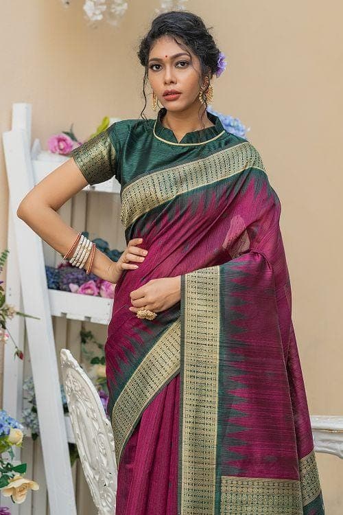 Jam Purple Banarasi Raw Silk Saree Jam Purple Banarasi Raw Silk Saree