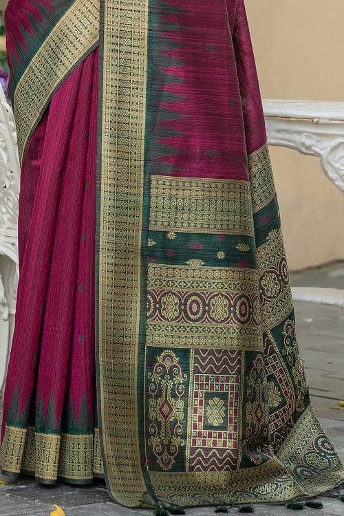 Jam Purple Banarasi Raw Silk Saree Jam Purple Banarasi Raw Silk Saree