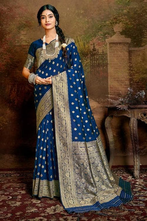 Admiral Blue Banarasi Saree