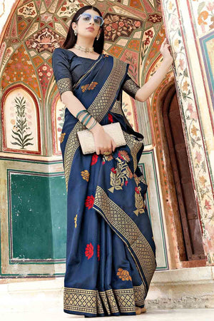Azure Blue Banarasi Saree