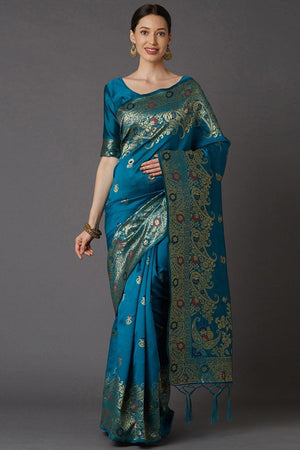Backpack Blue Banarasi Saree