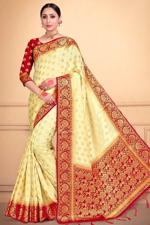 Banana Yellow Banarasi Saree