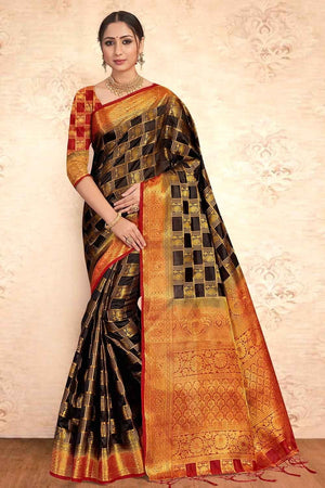 Black Zari Butta Banarasi Saree