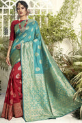 Blue And Red Dual Toned Banarasi Saree Banarasi saree Blue And Red Dual Toned Banarasi saree saree online