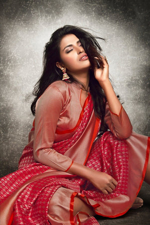 Bridal Red Woven Banarasi Saree