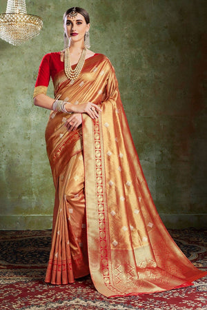 Bronze Colour Zari Woven Bnarasi Saree