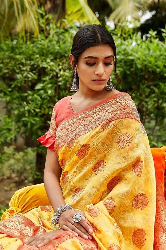 Butter Yellow Designer Banarasi Saree silk sarees