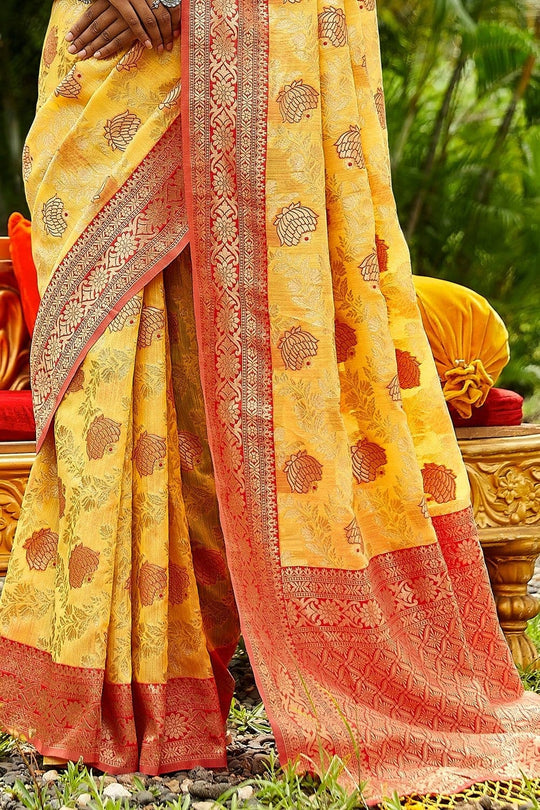Butter Yellow Designer Banarasi Saree banarasi silk saree
