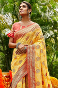 Butter Yellow Designer Banarasi Saree banarasi saree
