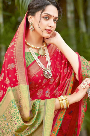 Banarasi Saree Candy Red Banarasi Saree saree online