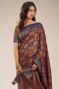 Caramel Brown Tanchoi Banarasi Saree brown tanchoi banarasi saree