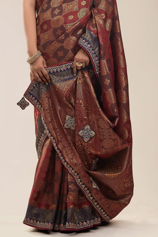 Caramel Brown Tanchoi Banarasi Saree tanchoi banarasi saree