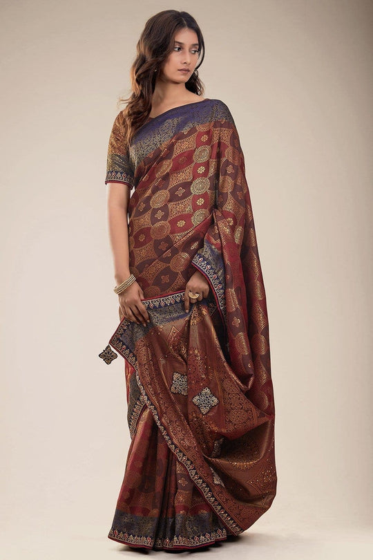 Caramel Brown Tanchoi Banarasi Saree banarasi saree online