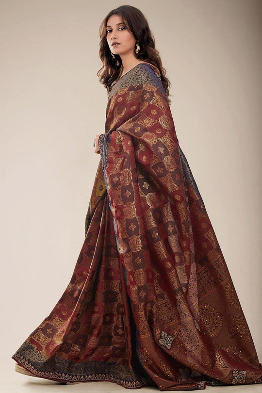 Caramel Brown Tanchoi Banarasi Saree tanchoi banarasi silk saree