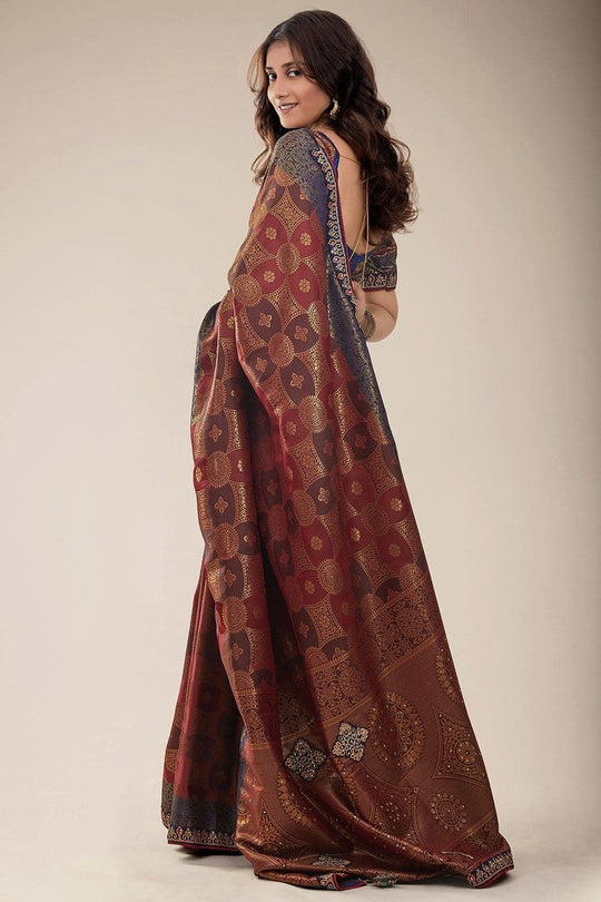 Caramel Brown Tanchoi Banarasi Saree banarasi silk saree