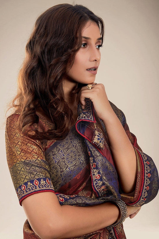 Caramel Brown Tanchoi Banarasi Saree banarasi silk saree images