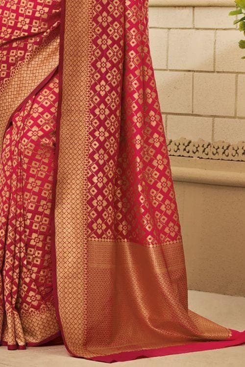 Carmine Red Zari Woven Banarasi Saree Carmine Red Zari Woven Banarasi Saree