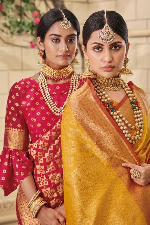 Carmine Red Zari Woven Banarasi Saree Carmine Red Zari Woven Banarasi Saree