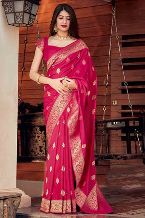 Cerise Pink Banarasi Saree
