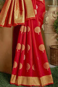 Cherry Red Regal Banarasi Saree banarasi saree images
