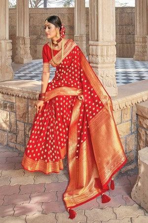 Chilli Red Banarasi Butta Saree