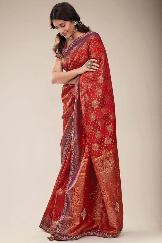 Chilli Red Tanchoi Banarasi Saree tanchoi banarasi silk saree images
