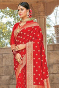Crimson Red Banarasi Butta Saree Crimson Red Banarasi Butta Saree