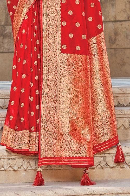 Crimson Red Banarasi Butta Saree Crimson Red Banarasi Butta Saree